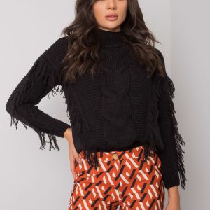 Black fringed sweater Caitri RUE PARIS