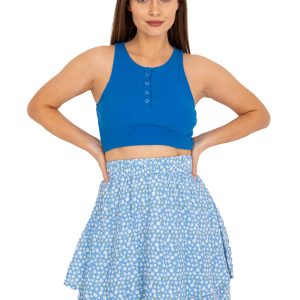 Light blue mini skirt with small flowers London SUBLEVEL