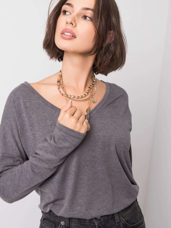 Dark grey melange blouse Modena