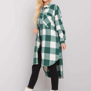 Larina Green and White Plaid Long Shirt