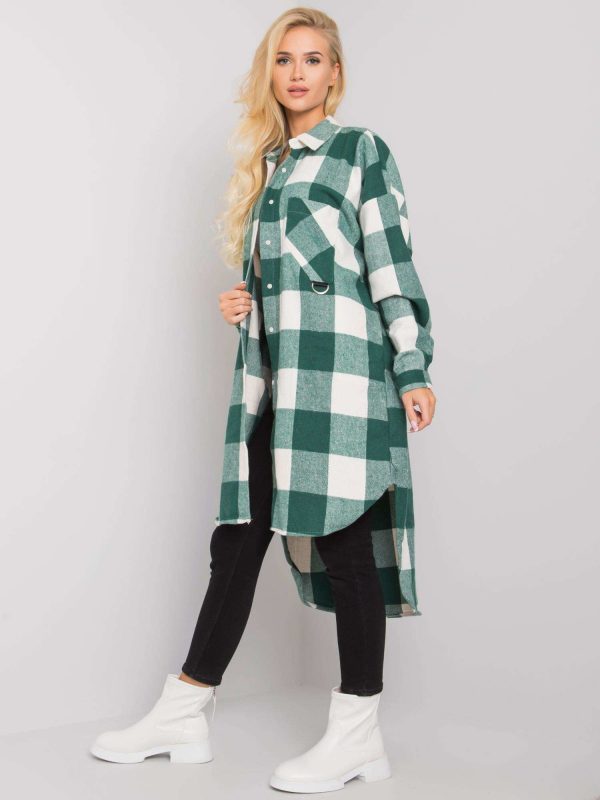 Larina Green and White Plaid Long Shirt