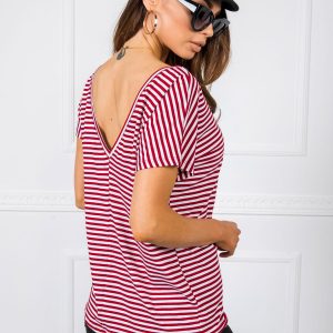 White and burgundy t-shirt Gina RUE PARIS