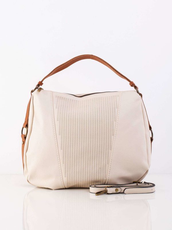 Cream Women's Bag with Detachable Strap