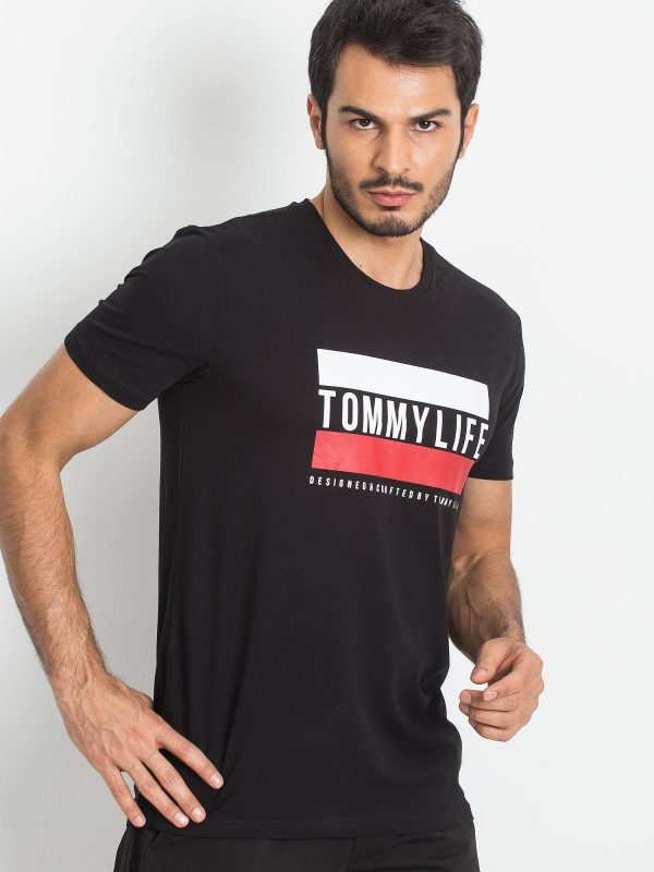 TOMMY LIFE Men's black t-shirt