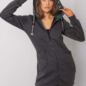 Dark gray sweatshirt for women with pockets Frieda