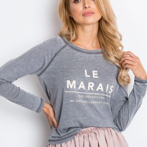 RUE PARIS Grey blouse Less