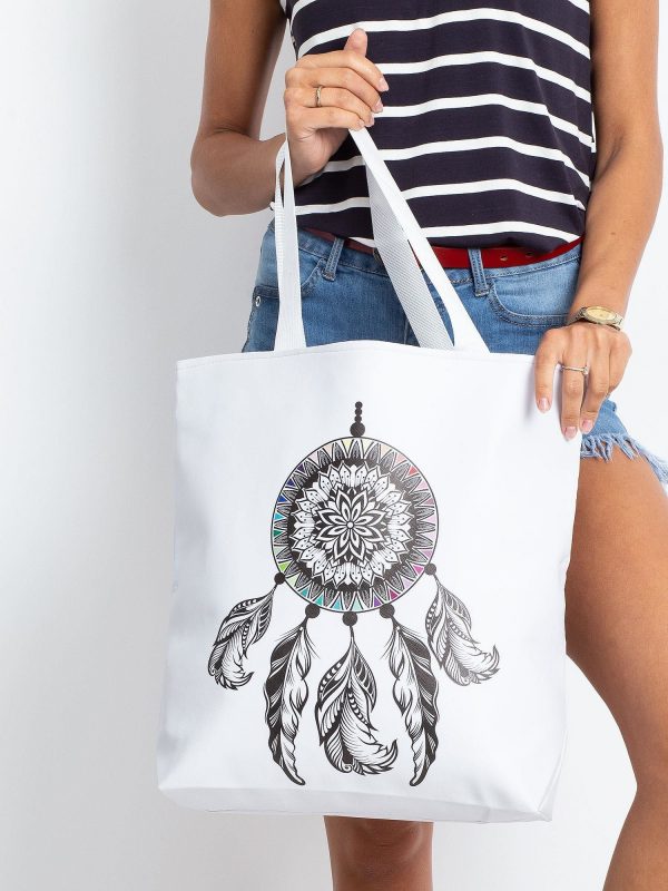 White Boho Printed Bag