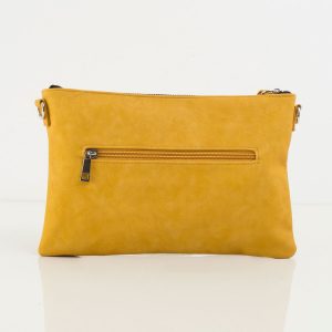 Mustard longitudinal pouch made of eco leather