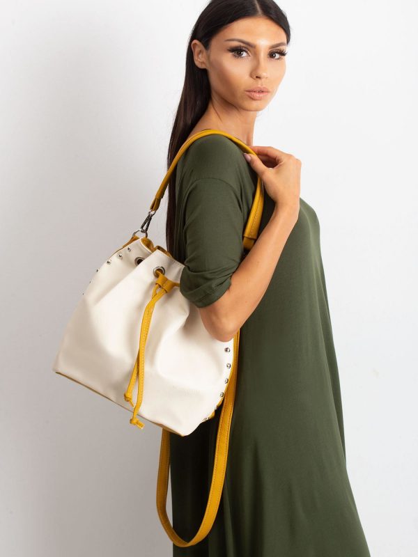 Beige and yellow bag with drawstring