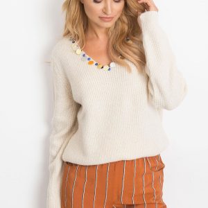 RUE PARIS Ecru Sweater Peace