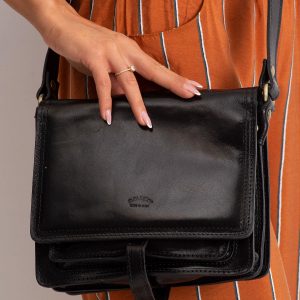 Black Leather Messenger Bag