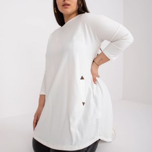 Ecru sweatshirt tunic plus size with pockets Aline