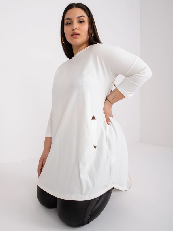 Ecru sweatshirt tunic plus size with pockets Aline