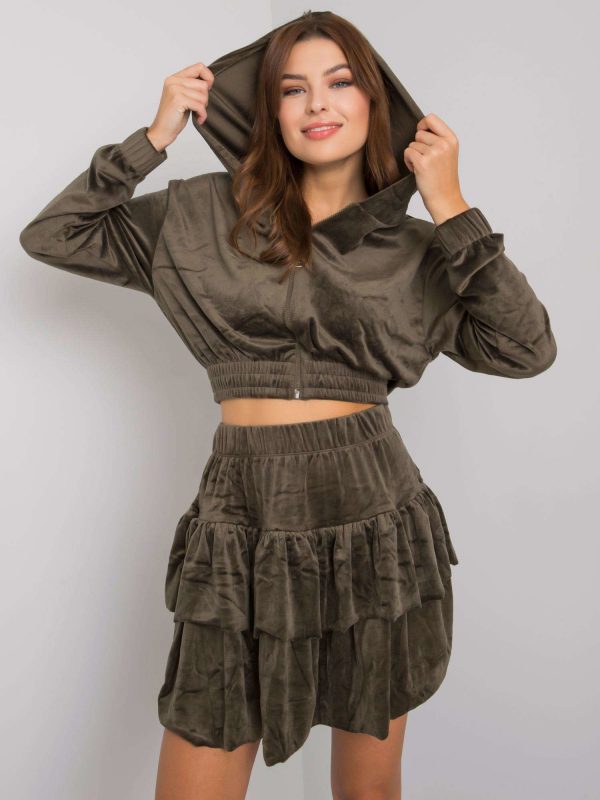 Khaki velour set with skirt Letta