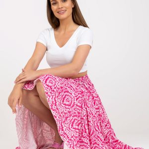 White and pink maxi skirt flared for summer RUE PARIS