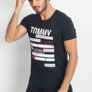 TOMMY LIFE Navy blue t-shirt with print