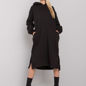 Black Christel Hooded Sweatshirt Dress