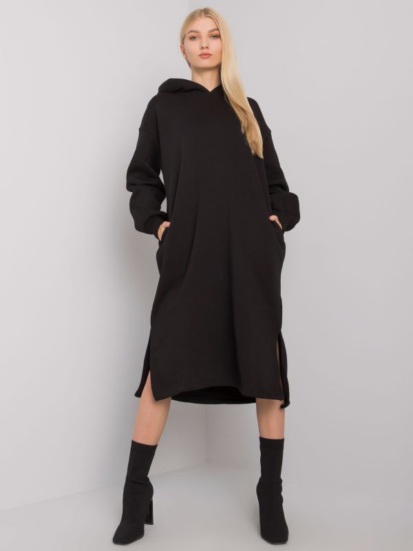 Black Christel Hooded Sweatshirt Dress