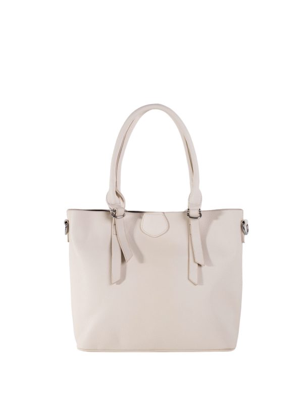 Light Beige Roomy Shoulder Bag With Cosmetic Bag