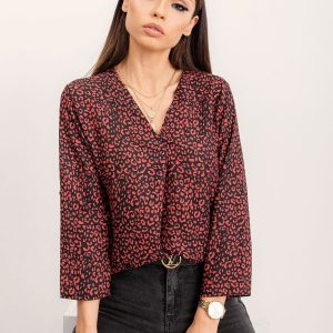 RUE PARIS Black and red blouse Meryl