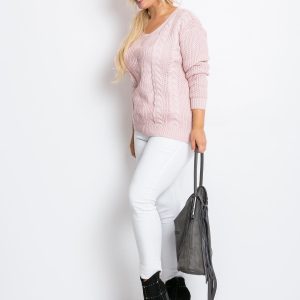 Pale Pink Plus Size Sweater Ruffle