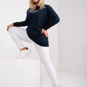 Navy blue plus size sweatshirt with pockets Desiree