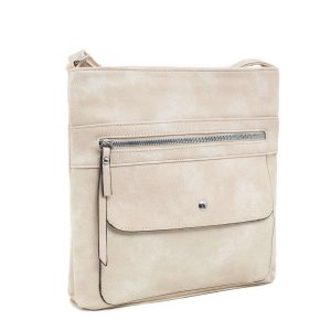 Beige Shoulder Bag with Pockets