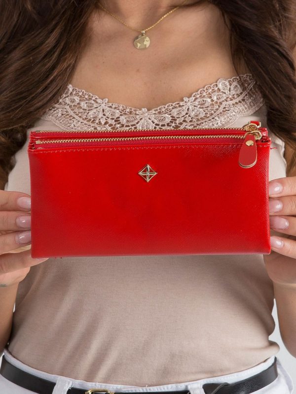 Red horizontal women's eco-leather wallet