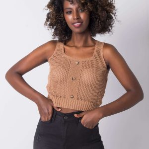 Jouri RUE PARIS brown openwork top