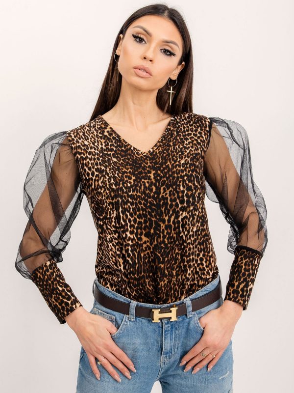 RUE PARIS Black and beige blouse Goddess