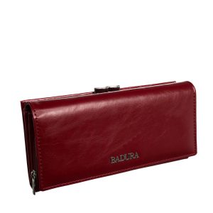 Red leather wallet for women BADURA