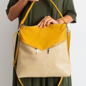 Yellow-beige bag with detachable strap