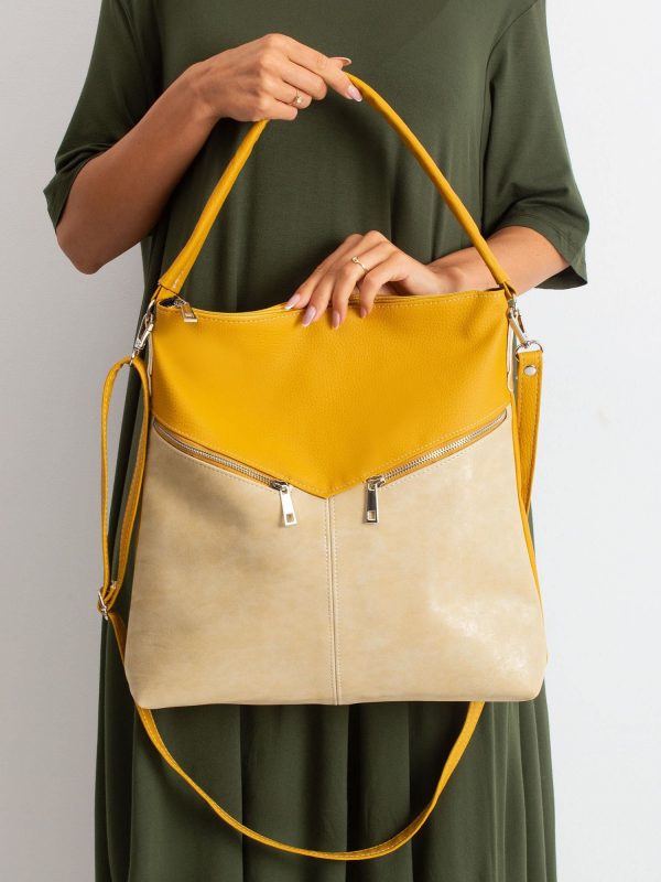 Yellow-beige bag with detachable strap