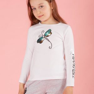 White blouse for girl with sequin butterfly