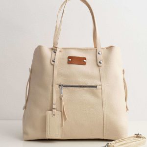 Ecru women's bag made of eco leather