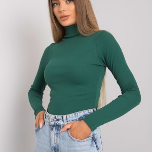 Dark green striped turtleneck blouse Elisee RUE PARIS