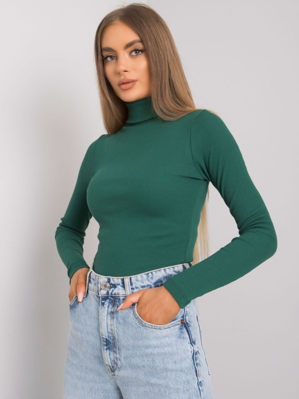 Dark green striped turtleneck blouse Elisee RUE PARIS