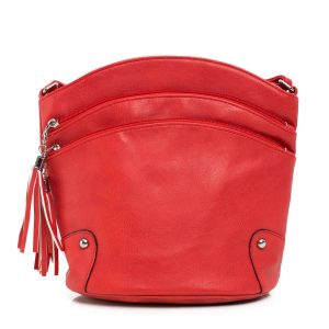 Red purse with zippers