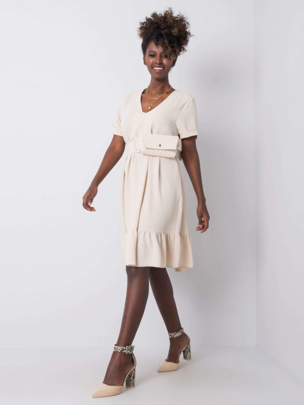 Beige dress with ruffle Vianna