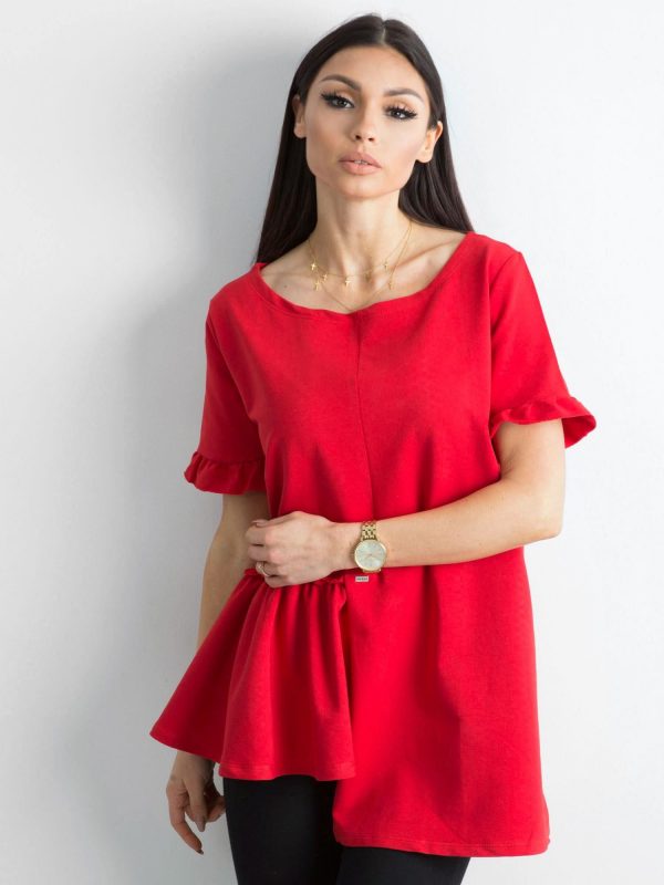 Asymmetrical blouse red