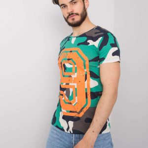 Men's Green T-Shirt with Evan Print