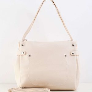 Cream eco-leather city bag