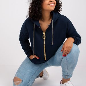 Navy blue smooth sweatshirt plus size Amanda