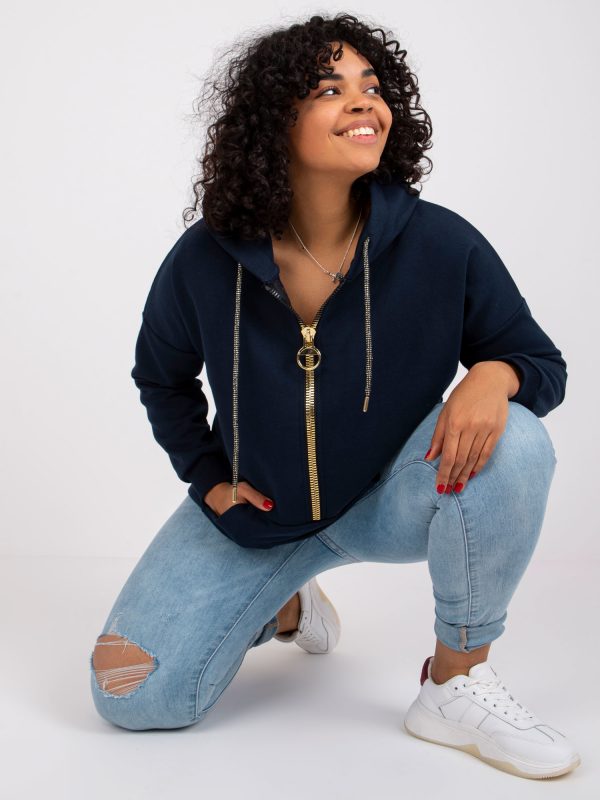 Navy blue smooth sweatshirt plus size Amanda