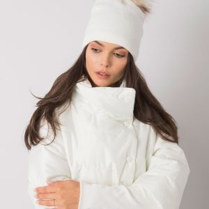 White Insulated Women's Hat with Tassel