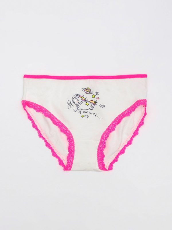 White and pink panties for girl with 3-pack print