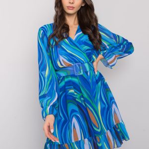 Blue pattern dress with Kerley belt