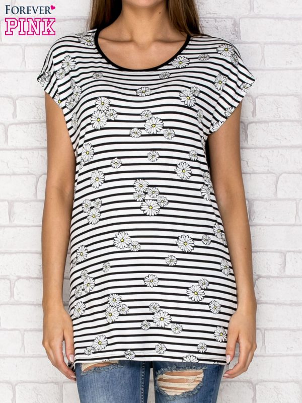 Striped t-shirt with daisy print