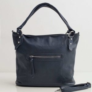 Dark blue soft bag made of eco leather