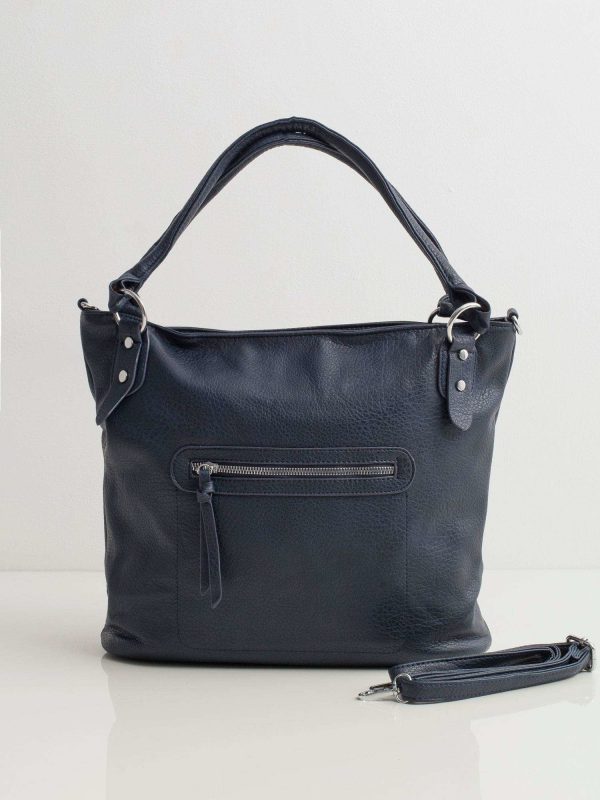 Dark blue soft bag made of eco leather